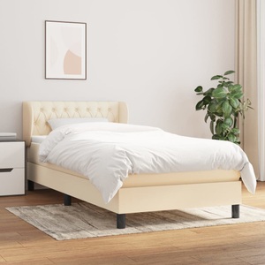 vidaXL, vidaXL Boxspringbett mit Matratze Creme 90x190 cm Stoff, vidaXL Boxspringbett mit Matratze Creme 90x190 cm Stoff