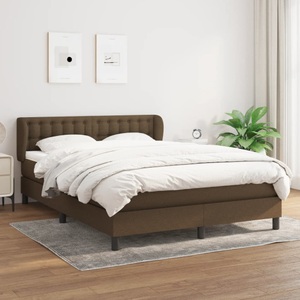 vidaXL, vidaXL Boxspringbett mit Matratze Dunkelbraun 140x200 cm Stoff