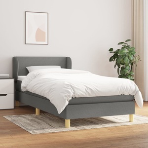 vidaXL, vidaXL Boxspringbett mit Matratze Dunkelgrau 90x190 cm Stoff