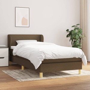 vidaXL, vidaXL Boxspringbett mit Matratze Dunkelbraun 90x200 cm Stoff, vidaXL Boxspringbett mit Matratze Dunkelbraun 90x200 cm Stoff