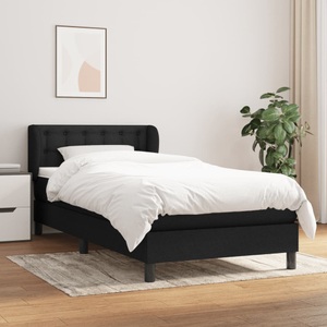 vidaXL, vidaXL Boxspringbett mit Matratze Schwarz 90x190 cm Stoff, vidaXL Boxspringbett mit Matratze Schwarz 90x190 cm Stoff