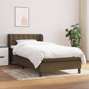 vidaXL, vidaXL Boxspringbett mit Matratze Dunkelbraun 90x190 cm Stoff