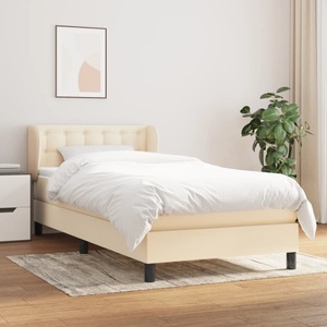 vidaXL, vidaXL Boxspringbett mit Matratze Creme 90x200 cm Stoff