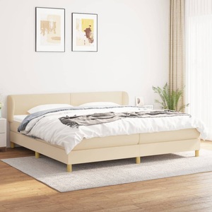 vidaXL, vidaXL Boxspringbett mit Matratze Creme 200x200 cm Stoff, vidaXL Boxspringbett mit Matratze Creme 200x200 cm Stoff