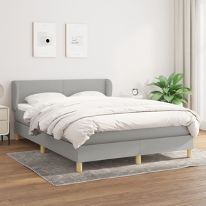 vidaXL, vidaXL Boxspringbett mit Matratze Hellgrau 140x200 cm Stoff, vidaXL Boxspringbett mit Matratze Hellgrau 140x200 cm Stoff