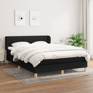 vidaXL, vidaXL Boxspringbett mit Matratze Schwarz 140x200 cm Stoff, vidaXL Boxspringbett mit Matratze Schwarz 140x200 cm Stoff