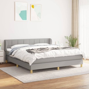 vidaXL, vidaXL Boxspringbett mit Matratze Hellgrau 160x200 cm Stoff, vidaXL Boxspringbett mit Matratze Hellgrau 160x200 cm Stoff