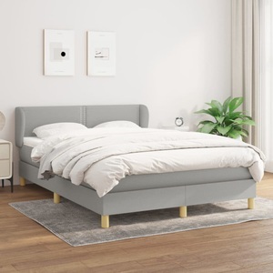 vidaXL, vidaXL Boxspringbett mit Matratze Hellgrau 140x200 cm Stoff, vidaXL Boxspringbett mit Matratze Hellgrau 140x200 cm Stoff