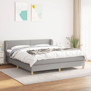 vidaXL, vidaXL Boxspringbett mit Matratze Hellgrau 160x200 cm Stoff