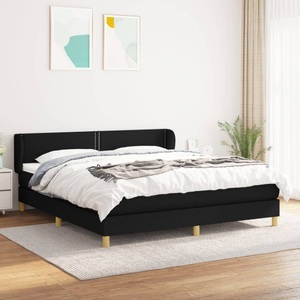 vidaXL, vidaXL Boxspringbett mit Matratze Schwarz 180x200 cm Stoff, vidaXL Boxspringbett mit Matratze Schwarz 180x200 cm Stoff