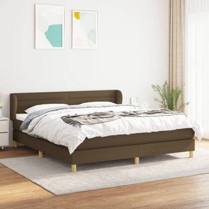 vidaXL, vidaXL Boxspringbett mit Matratze Dunkelbraun 160x200 cm Stoff, vidaXL Boxspringbett mit Matratze Dunkelbraun 160x200 cm Stoff