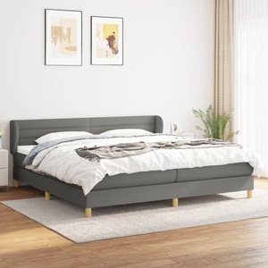 vidaXL, vidaXL Boxspringbett mit Matratze Dunkelgrau 200x200 cm Stoff, vidaXL Boxspringbett mit Matratze Dunkelgrau 200x200 cm Stoff