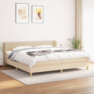 vidaXL, vidaXL Boxspringbett mit Matratze Creme 200x200 cm Stoff