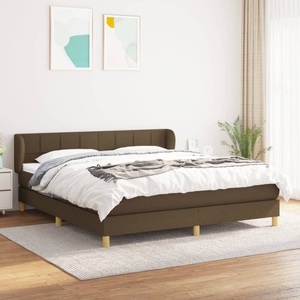 vidaXL, vidaXL Boxspringbett mit Matratze Dunkelbraun 180x200 cm Stoff