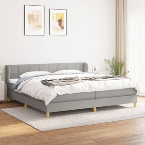 vidaXL, vidaXL Boxspringbett mit Matratze Hellgrau 200x200 cm Stoff