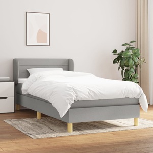 vidaXL, vidaXL Boxspringbett mit Matratze Hellgrau 100x200 cm Stoff, vidaXL Boxspringbett mit Matratze Hellgrau 100x200 cm Stoff