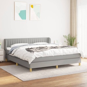 vidaXL, vidaXL Boxspringbett mit Matratze Hellgrau 160x200 cm Stoff, vidaXL Boxspringbett mit Matratze Hellgrau 160x200 cm Stoff
