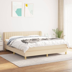 vidaXL, vidaXL Boxspringbett mit Matratze Creme 160x200 cm Stoff, vidaXL Boxspringbett mit Matratze Creme 160x200 cm Stoff