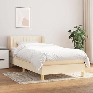 vidaXL, vidaXL Boxspringbett mit Matratze Creme 90x200 cm Stoff, vidaXL Boxspringbett mit Matratze Creme 90x200 cm Stoff