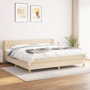 vidaXL, vidaXL Boxspringbett mit Matratze Creme 200x200 cm Stoff, vidaXL Boxspringbett mit Matratze Creme 200x200 cm Stoff