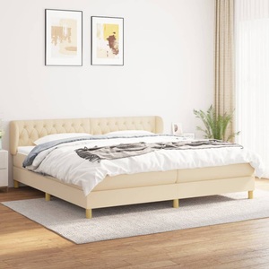 vidaXL, vidaXL Boxspringbett mit Matratze Creme 200x200 cm Stoff