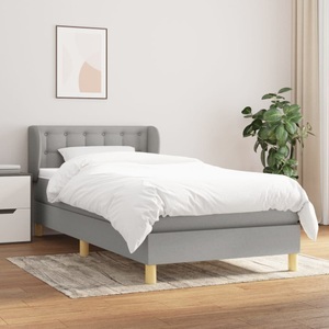 vidaXL, vidaXL Boxspringbett mit Matratze Hellgrau 100x200 cm Stoff, vidaXL Boxspringbett mit Matratze Hellgrau 100x200 cm Stoff
