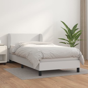 vidaXL, vidaXL Boxspringbett mit Matratze Weiß 90x200 cm Kunstleder