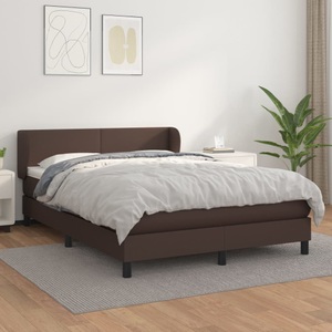 vidaXL, vidaXL Boxspringbett mit Matratze Braun 140x200 cm Kunstleder, 