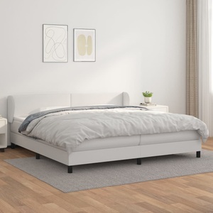 vidaXL, vidaXL Boxspringbett mit Matratze Weiß 200x200 cm Kunstleder, 
