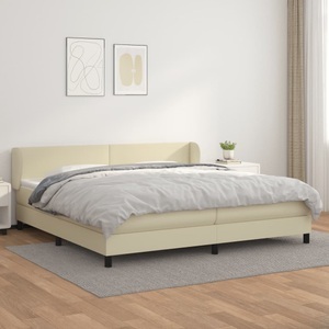 vidaXL, vidaXL Boxspringbett mit Matratze Creme 200x200 cm Kunstleder, 