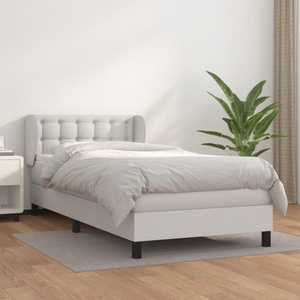 vidaXL, vidaXL Boxspringbett mit Matratze Weiß 90x200 cm Kunstleder