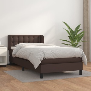 vidaXL, vidaXL Boxspringbett mit Matratze Braun 90x200 cm Kunstleder, 