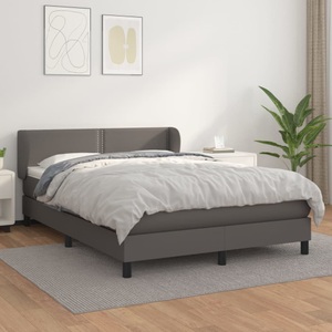 vidaXL, vidaXL Boxspringbett mit Matratze Grau 140x200 cm Kunstleder, 