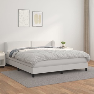vidaXL, vidaXL Boxspringbett mit Matratze Weiß 160x200 cm Kunstleder, 