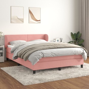 vidaXL, vidaXL Boxspringbett mit Matratze Rosa 140x200 cm Samt, vidaXL Boxspringbett mit Matratze Rosa 140x200 cm Samt