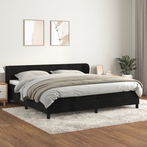 vidaXL, vidaXL Boxspringbett mit Matratze Schwarz 200x200 cm Samt, vidaXL Boxspringbett mit Matratze Schwarz 200x200 cm Samt