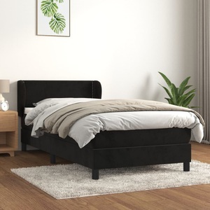 vidaXL, vidaXL Boxspringbett mit Matratze Schwarz 100x200 cm Samt, vidaXL Boxspringbett mit Matratze Schwarz 100x200 cm Samt