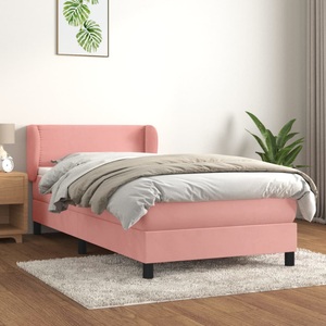 vidaXL, vidaXL Boxspringbett mit Matratze Rosa 100x200 cm Samt, vidaXL Boxspringbett mit Matratze Rosa 100x200 cm Samt