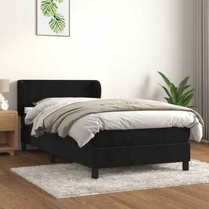 vidaXL, vidaXL Boxspringbett mit Matratze Schwarz 90x200 cm Samt