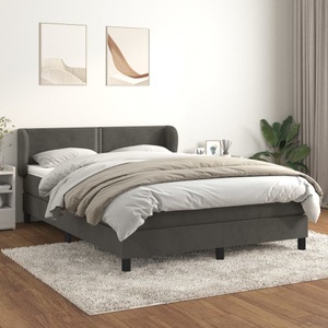 vidaXL, vidaXL Boxspringbett mit Matratze Dunkelgrau 140x200 cm Samt, vidaXL Boxspringbett mit Matratze Dunkelgrau 140x200 cm Samt