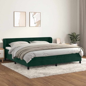 vidaXL, vidaXL Boxspringbett mit Matratze Dunkelgrün 200x200 cm Samt
