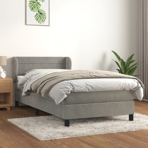 vidaXL, vidaXL Boxspringbett mit Matratze Dunkelgrau 90x200 cm Samt