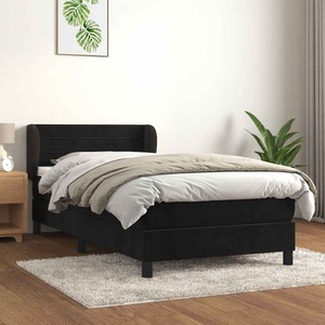 vidaXL, vidaXL Boxspringbett mit Matratze Schwarz 90x200 cm Samt, vidaXL Boxspringbett mit Matratze Schwarz 90x200 cm Samt