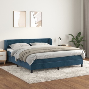 vidaXL, vidaXL Boxspringbett mit Matratze Dunkelblau 160x200 cm Samt, vidaXL Boxspringbett mit Matratze Dunkelblau 160x200 cm Samt