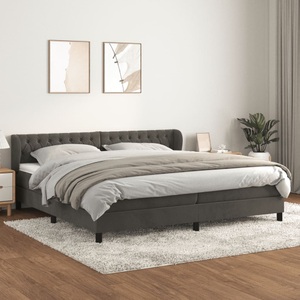 vidaXL, vidaXL Boxspringbett mit Matratze Dunkelgrau 200x200 cm Samt, vidaXL Boxspringbett mit Matratze Dunkelgrau 200x200 cm Samt