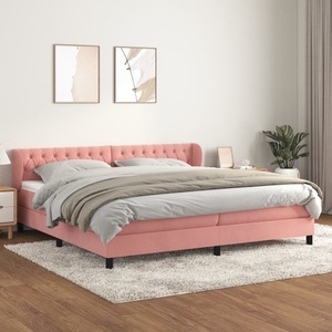 vidaXL, vidaXL Boxspringbett mit Matratze Rosa 200x200 cm Samt, vidaXL Boxspringbett mit Matratze Rosa 200x200 cm Samt
