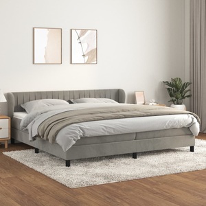 vidaXL, vidaXL Boxspringbett mit Matratze Hellgrau 200x200 cm Samt