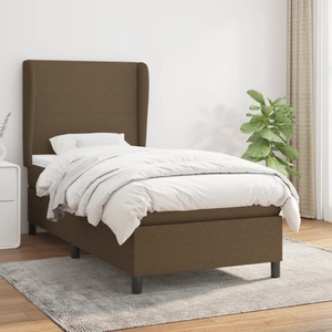 vidaXL, vidaXL Boxspringbett mit Matratze Dunkelbraun 90x190 cm Stoff