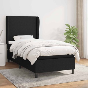 vidaXL, vidaXL Boxspringbett mit Matratze Schwarz 90x200 cm Stoff, vidaXL Boxspringbett mit Matratze Schwarz 90x200 cm Stoff