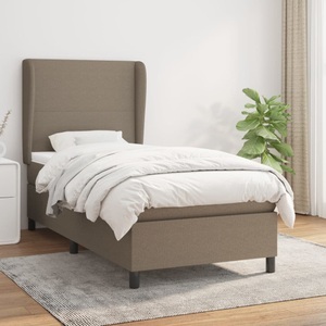 vidaXL, vidaXL Boxspringbett mit Matratze Taupe 90x200 cm Stoff, vidaXL Boxspringbett mit Matratze Taupe 90x200 cm Stoff